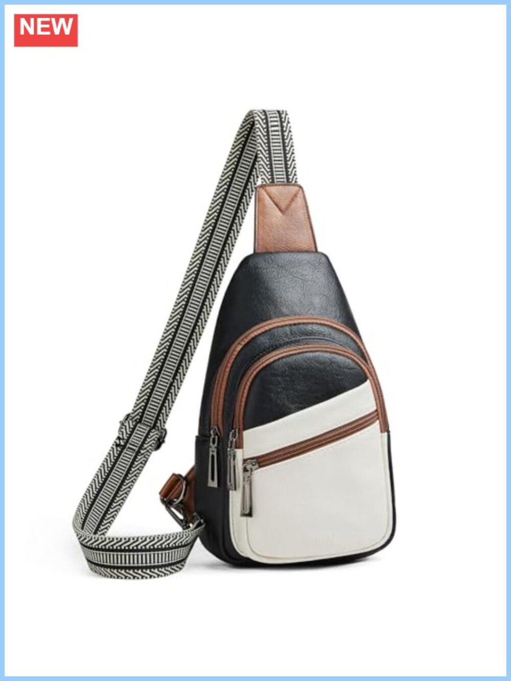 Vegan PU Leather Crossbody Sling Bag with Adjustable Strap and Anti Theft Pocket